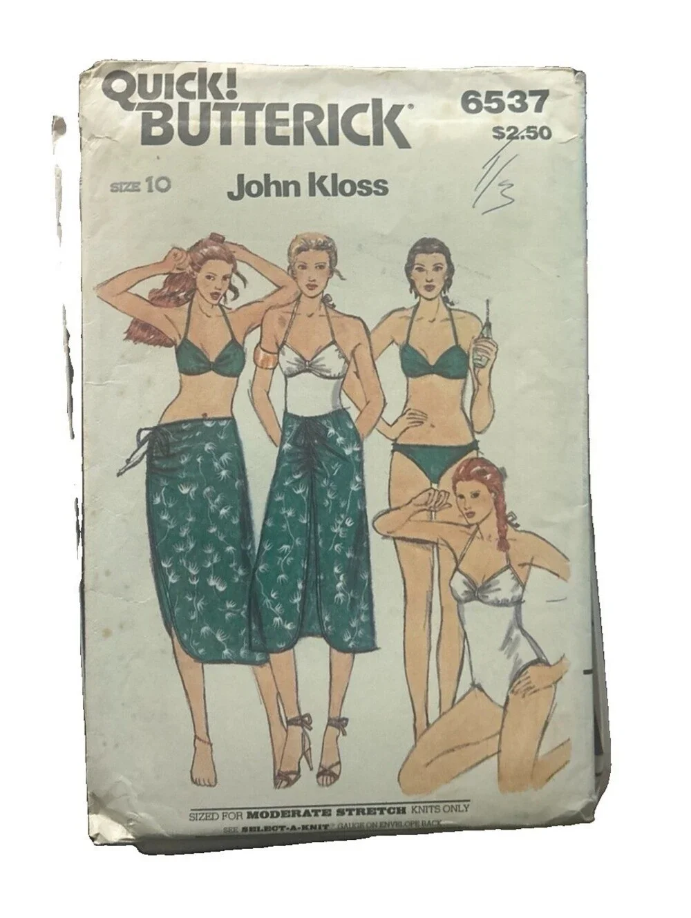DESIGNER JOHN KLOSS BATHING SUIT BIKINI COVERUP Uncut BUTTERICK 6537 SZ 10 FF
